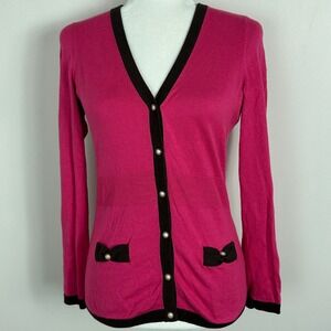 Lilly Pulitzer Pink‎ Cardigan Sweater Womens Size Small Silk Pearl Buttons Y2K